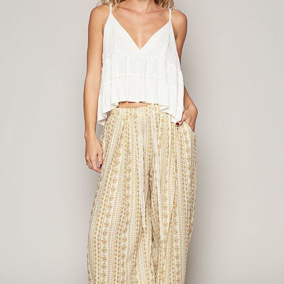 POL relaxed fit in printed woven with tie detail pointed striped pattern. - Picture 4 of 5